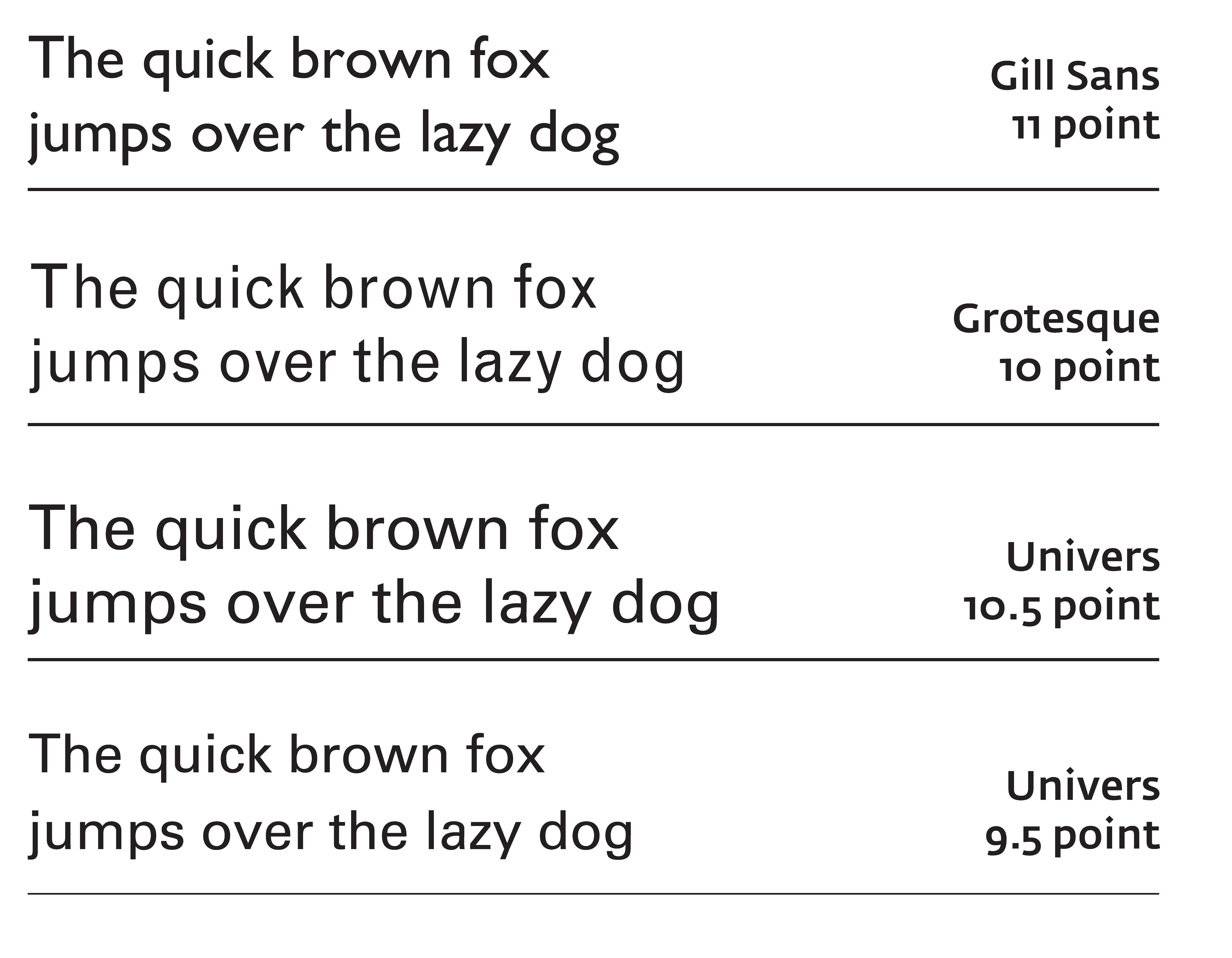 The sans serif typefaces used by Poulton