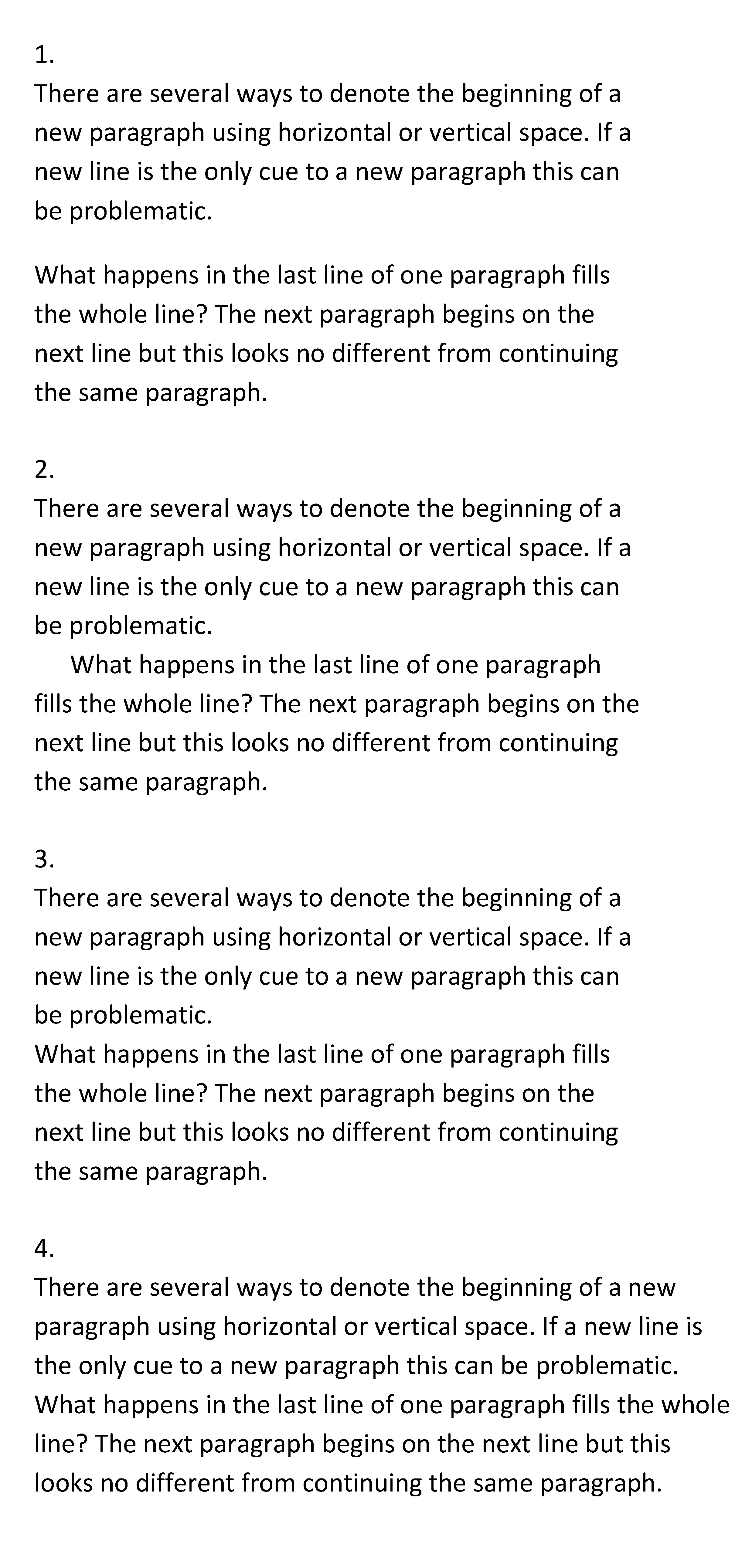 Methods of denoting paragraphs